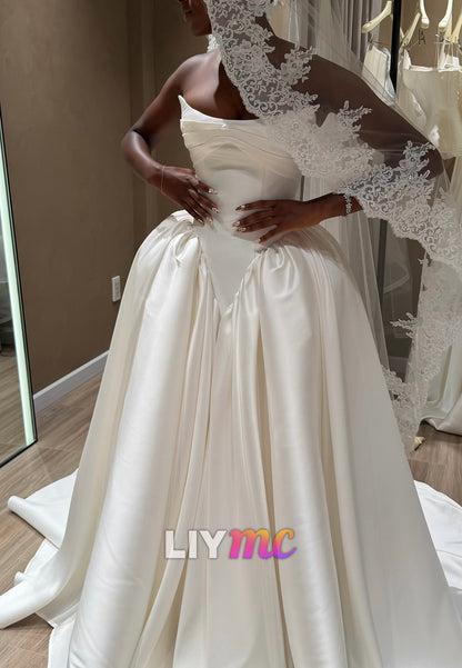 Strapless Satin Ball Gown Corset Wedding Dress
