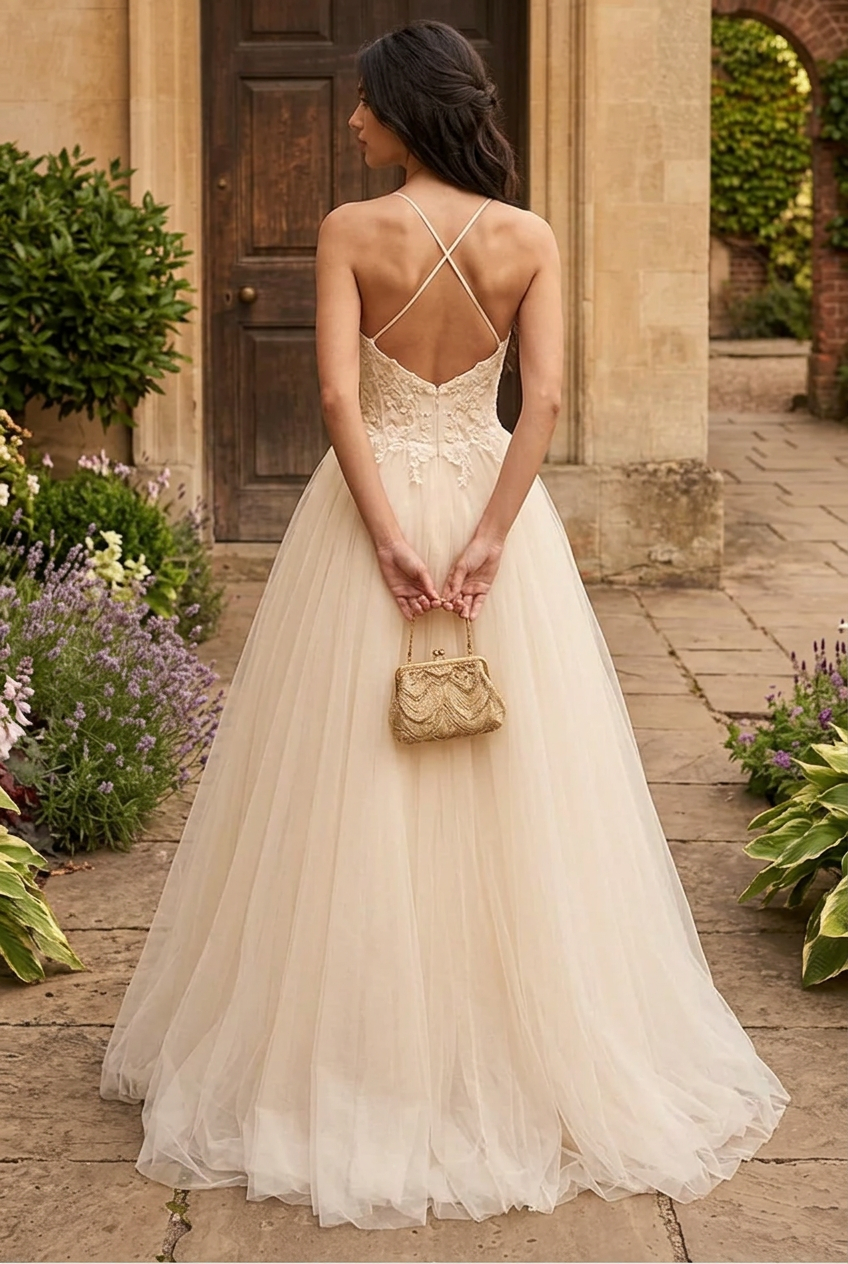 Corset Bodice Tulle Ball Gown with Beading