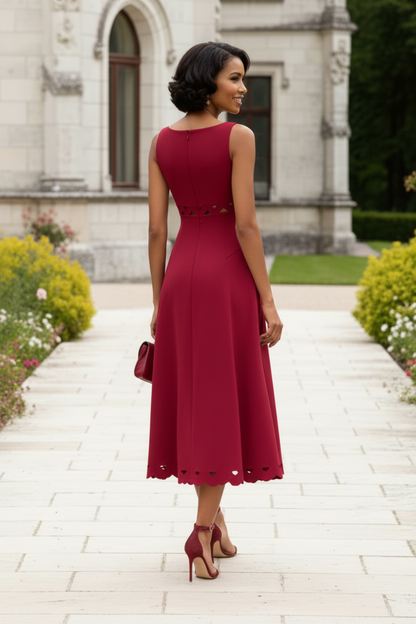 Sleeveless Scalloped Cut-Out Midi Dress