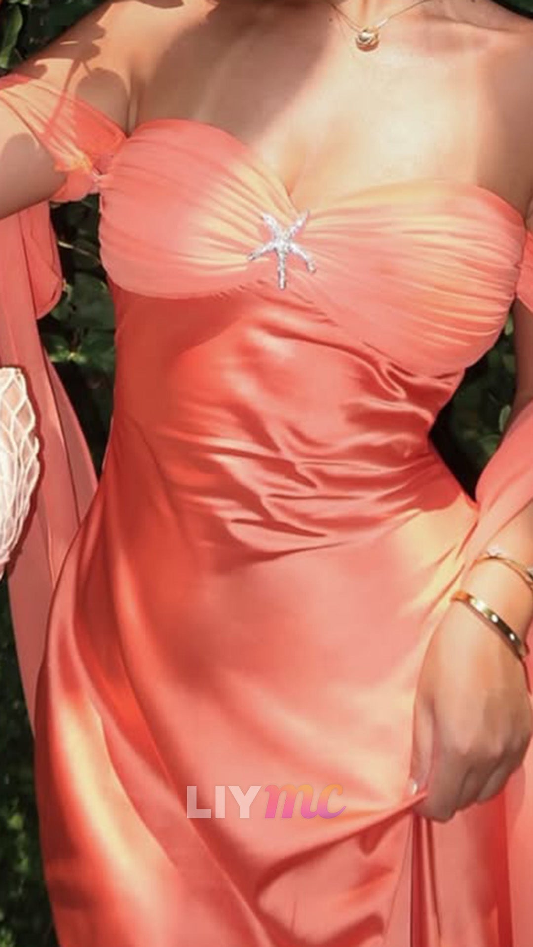 Off-the-Shoulder Maxi Dress with Starfish Detail