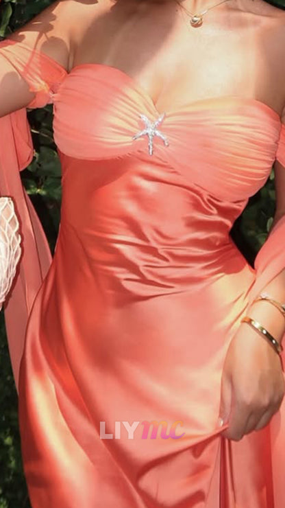Off-the-Shoulder Maxi Dress with Starfish Detail