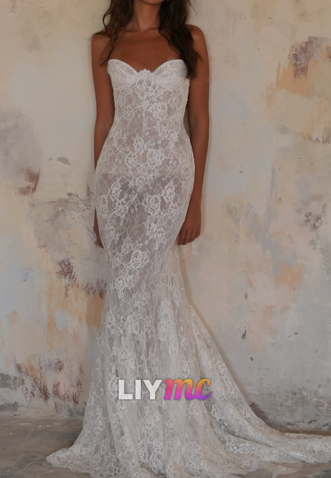 Strapless Sweetheart Lace Mermaid Wedding Dress