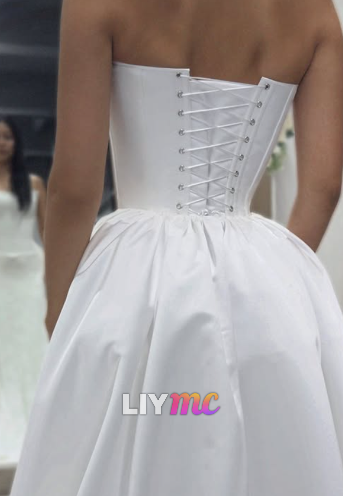 Strapless Corset Wedding Dress with Satin Overskirt