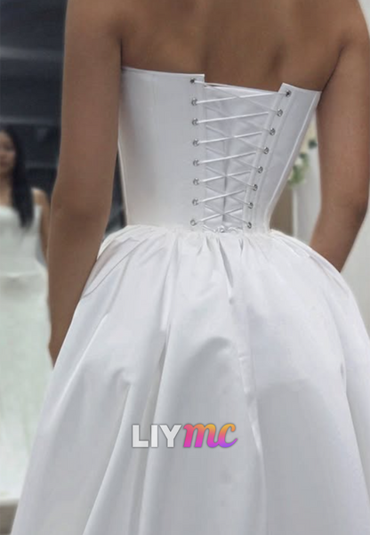 Strapless Corset Wedding Dress with Satin Overskirt