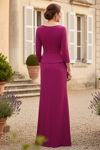 Draped Asymmetrical Gown with Waist Applique