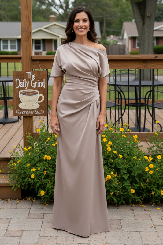 Asymmetrical Ruched One-Shoulder Evening Gown