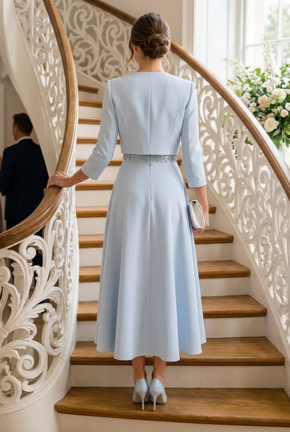 A-Line Midi Dress and Cropped Jacket Set