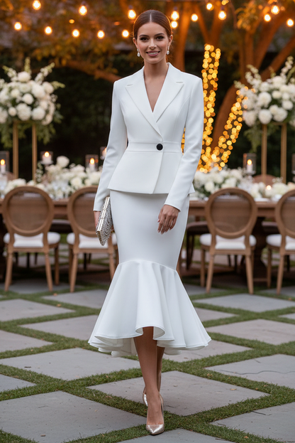 Peplum Blazer and High-Low Mermaid Skirt Set