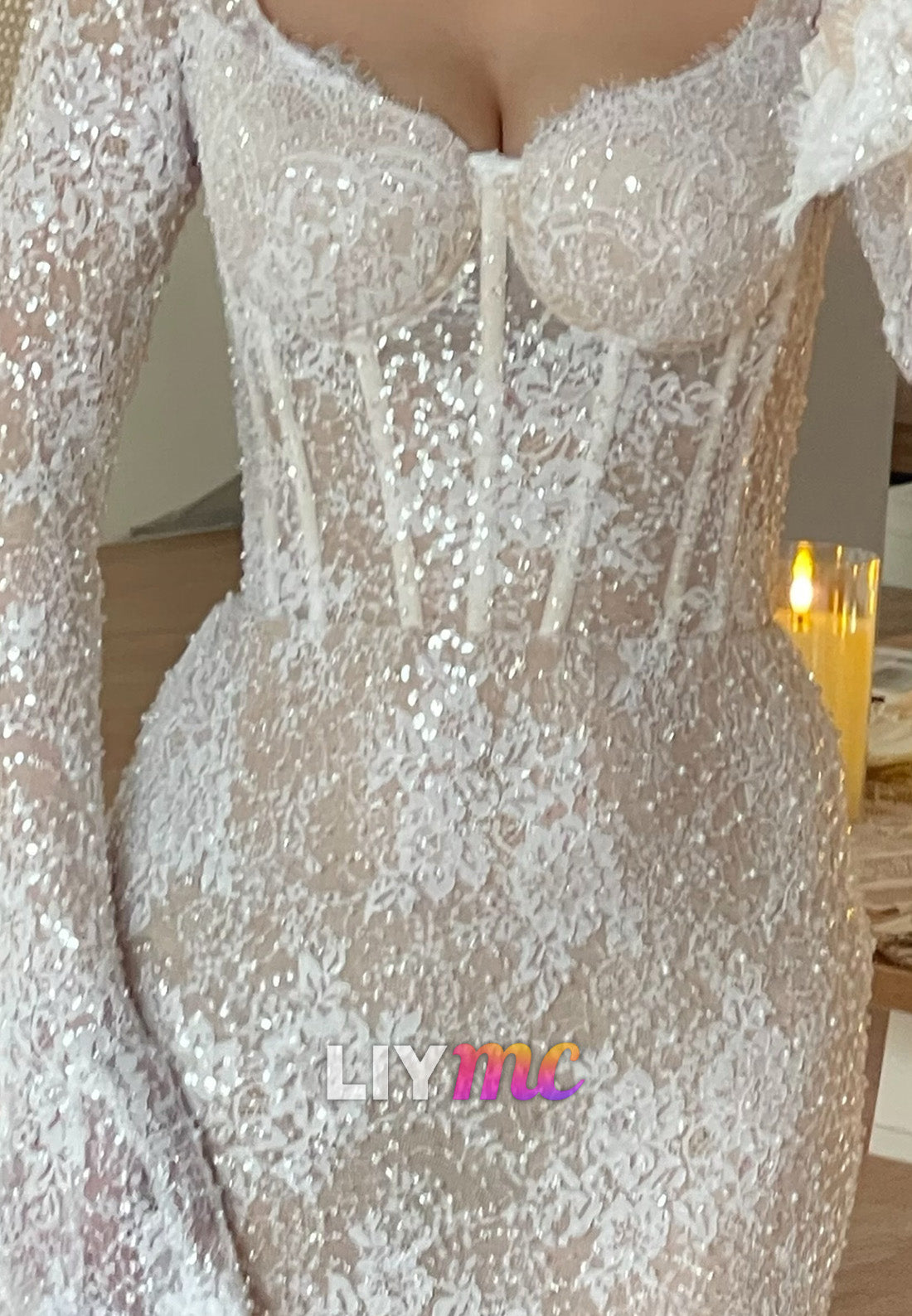 Sequin Lace Corset Mermaid Wedding Dress