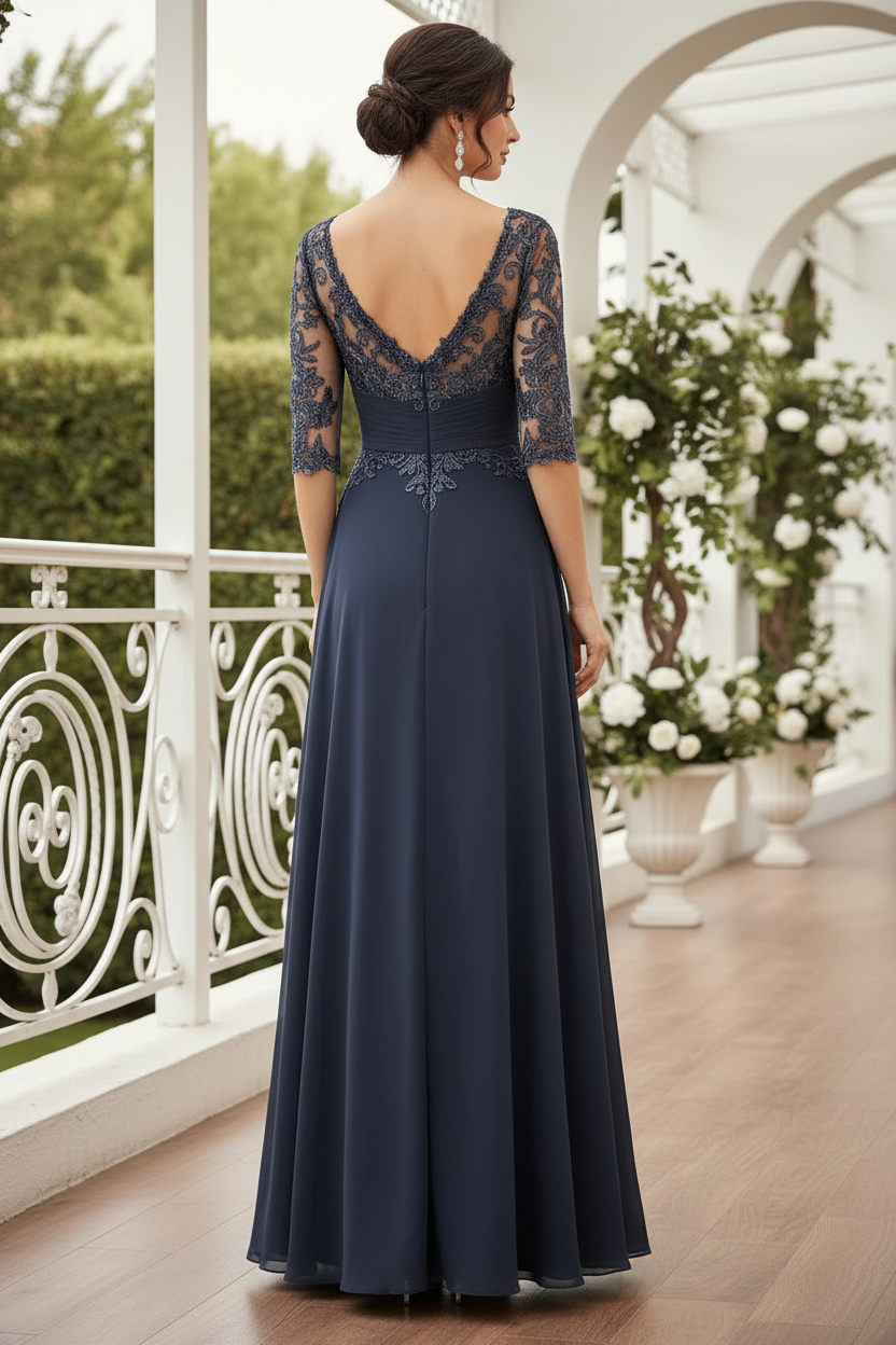 Illusion Lace A-Line Evening Gown