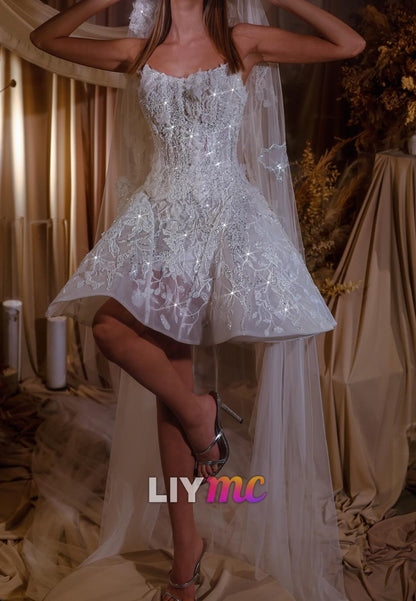 Corset Mini Wedding Dress with 3D Florals