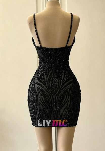 Beaded Sweetheart Bodycon Mini Dress