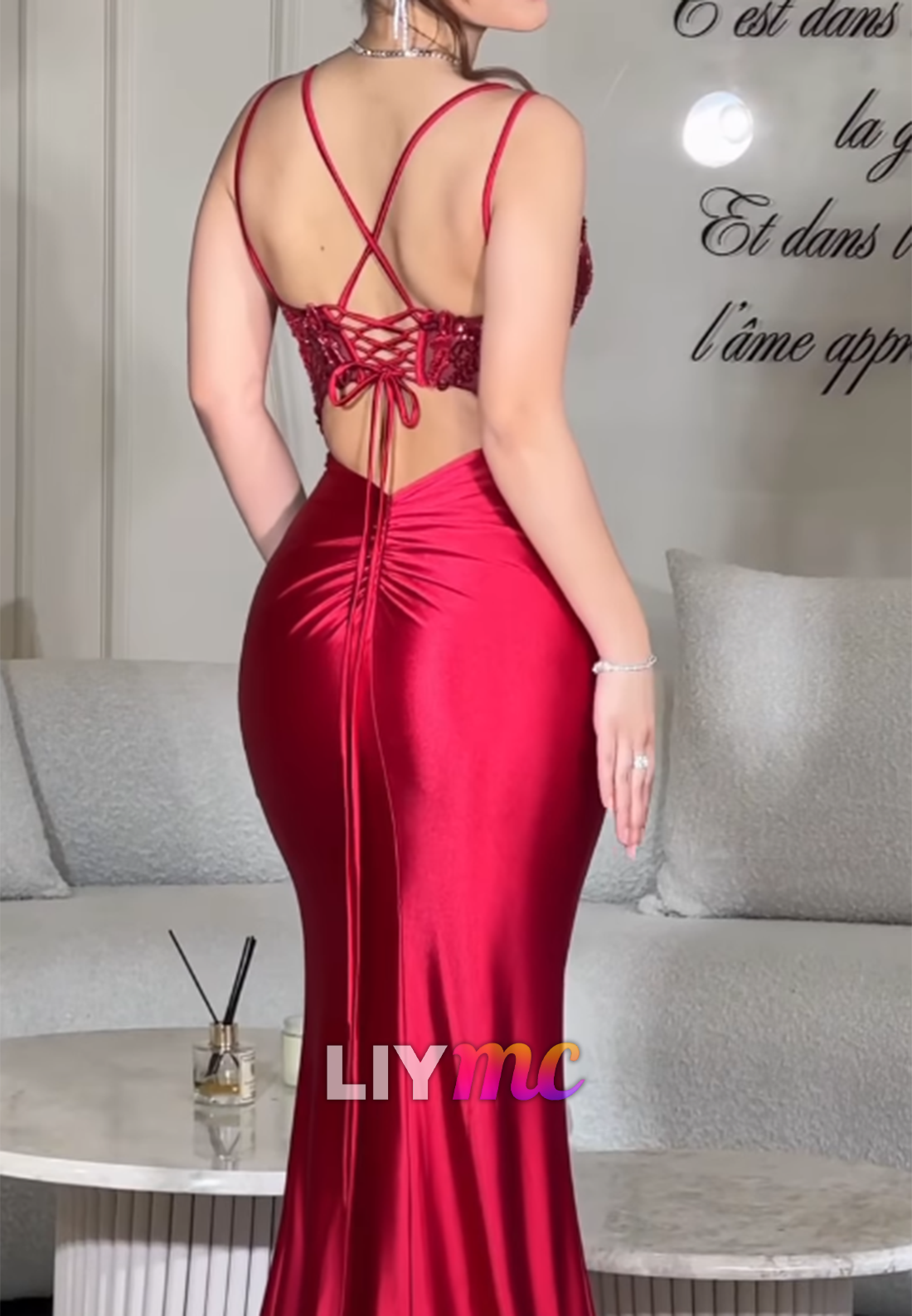 Beaded Illusion Corset Mermaid Prom Dress with Slit