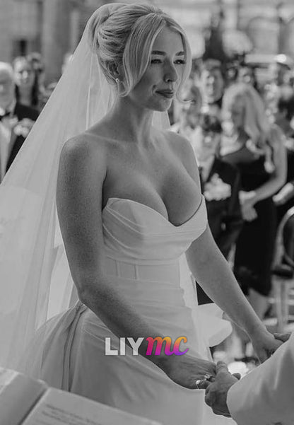Strapless Sweetheart Wedding Dress with Detachable Train