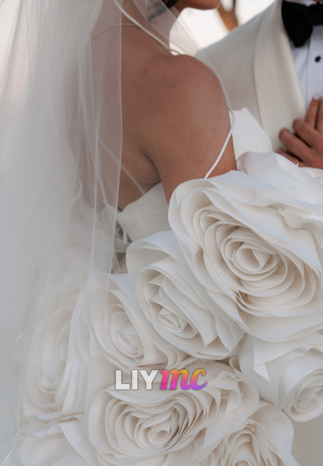 Strapless Mermaid Wedding Dress with 3D Roses