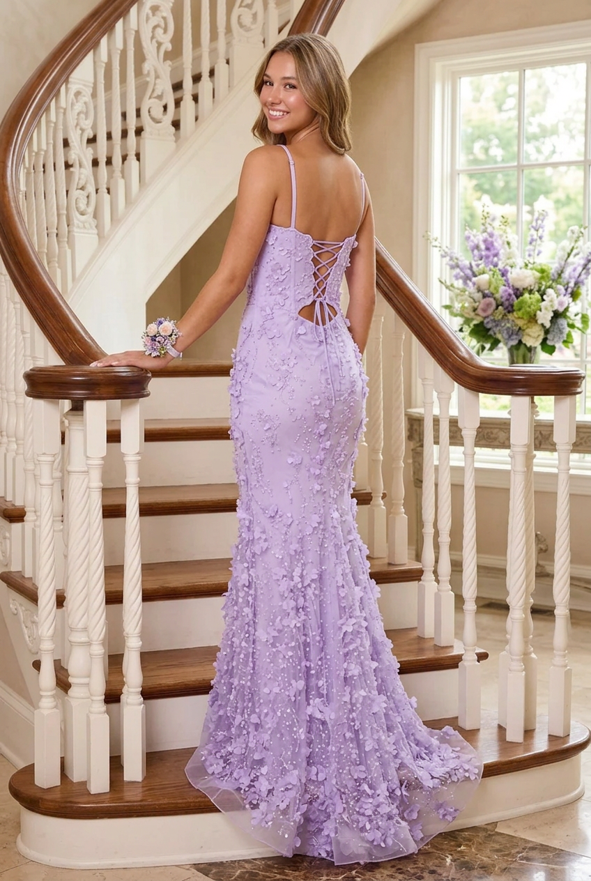 3D Floral Applique Mermaid Gown