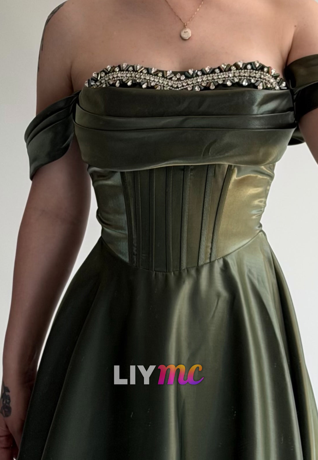 Off-the-Shoulder Corset A-Line Gown