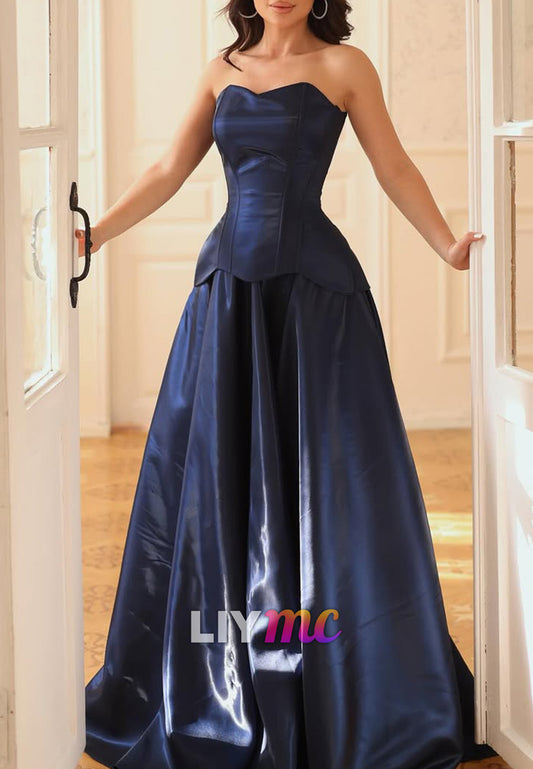 Strapless Corset Basqued Evening Gown