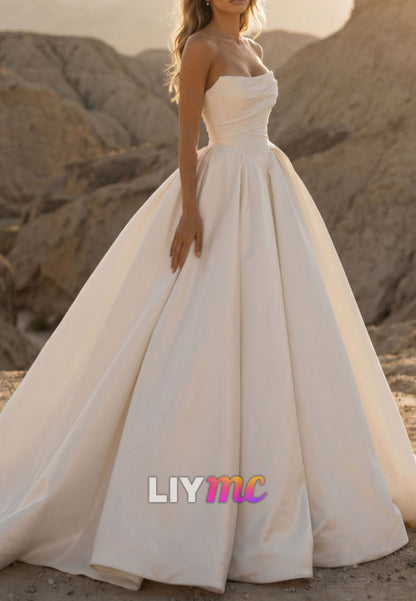 Strapless Ruched Ball Gown Wedding Dress