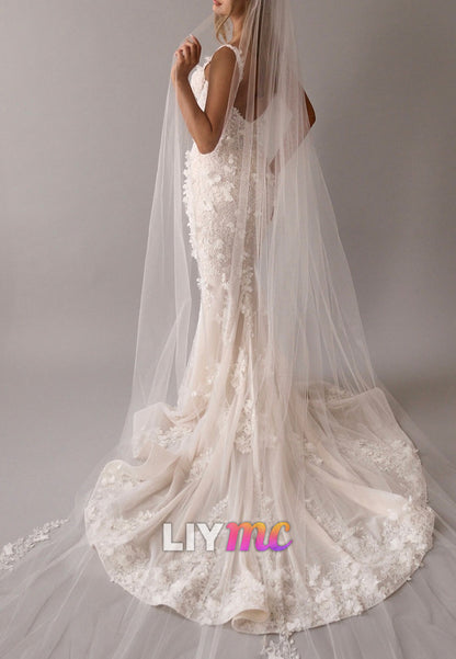 3D Floral Mermaid Wedding Dress with Corset Bodice