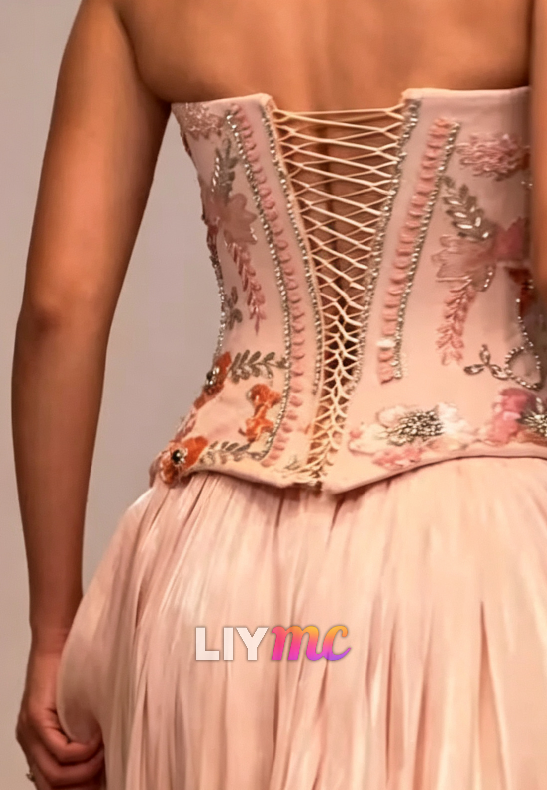 Strapless Beaded Corset Evening Gown