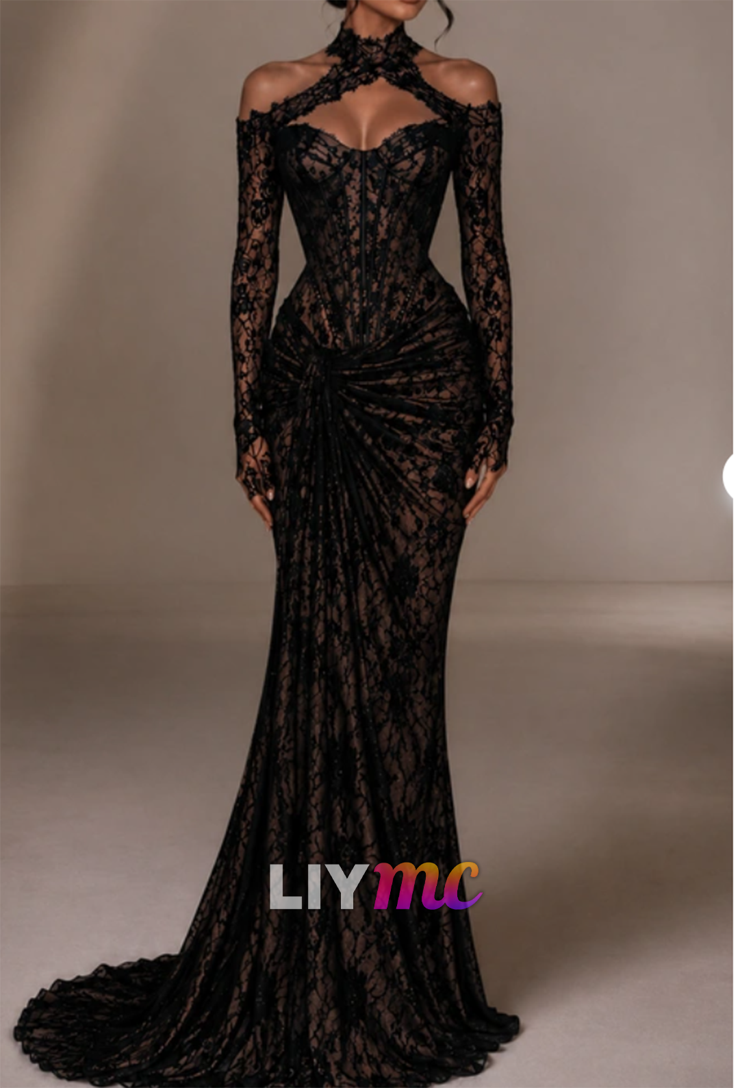 Off Shoulder Lace Corset Mermaid Evening Gown