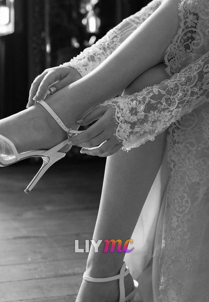 Strapless Lace Mermaid Wedding Dress with Sleeves