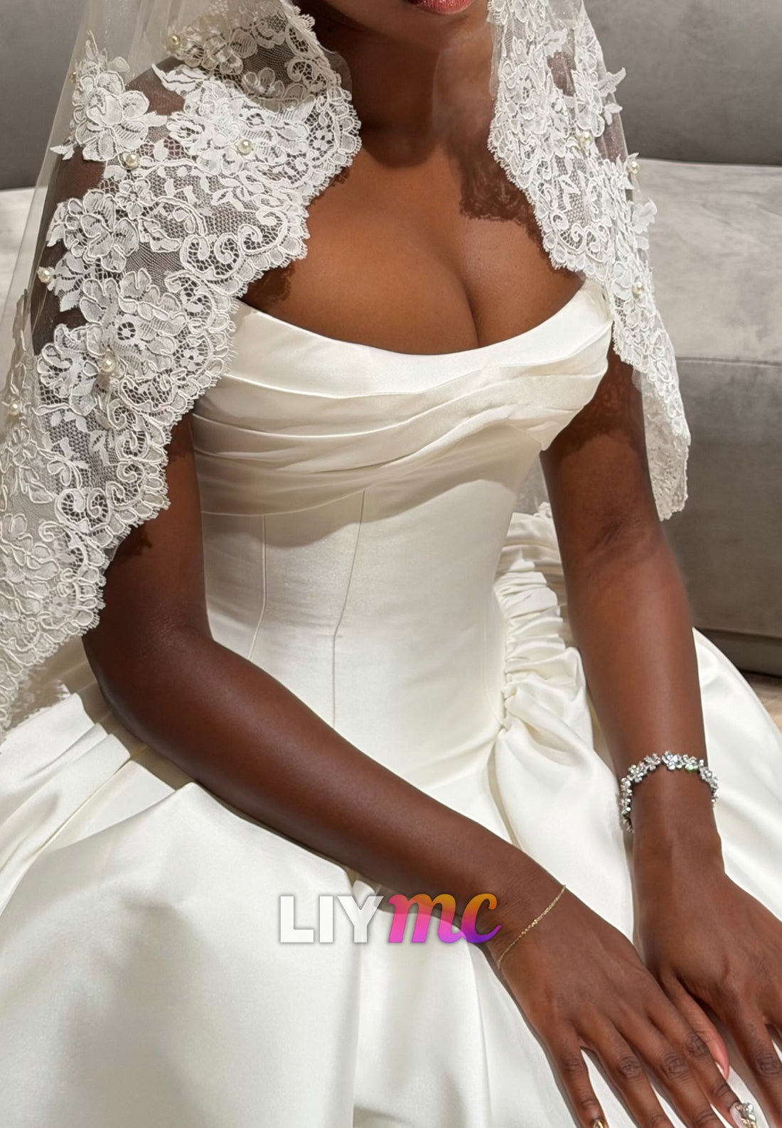 Strapless Satin Ball Gown Corset Wedding Dress
