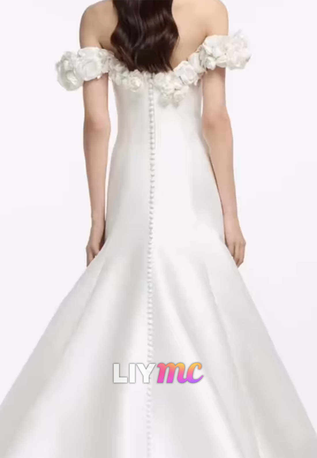 Off-the-Shoulder 3D Floral Mermaid Wedding Dress