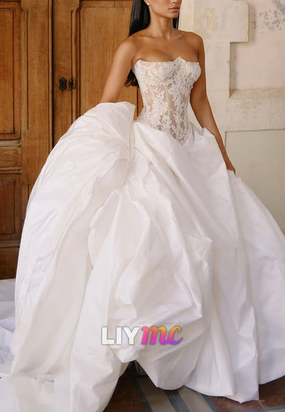 Strapless Lace Corset Ball Gown Wedding Dress