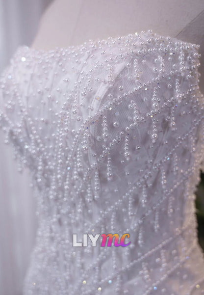 Strapless Beaded Fringe Mini Wedding Dress