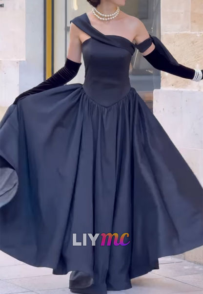 One-Shoulder Basqued Ball Gown Gown