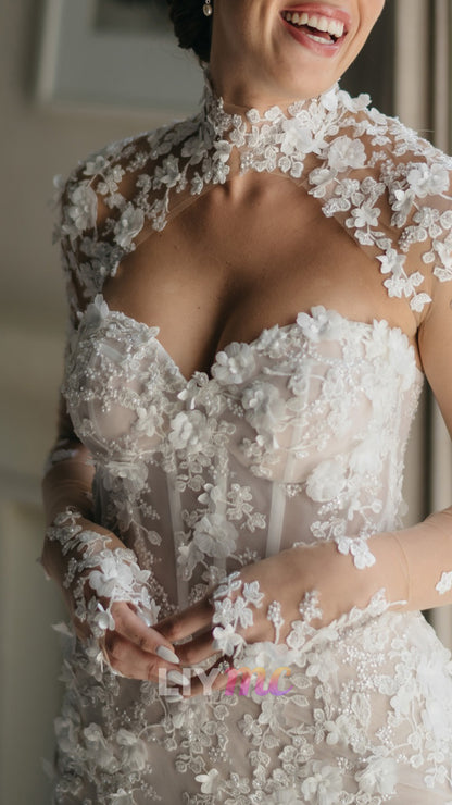 3D Floral Lace Mermaid Wedding Dress