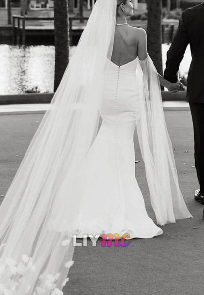 Strapless Mermaid Wedding Dress with Cape Sleeves