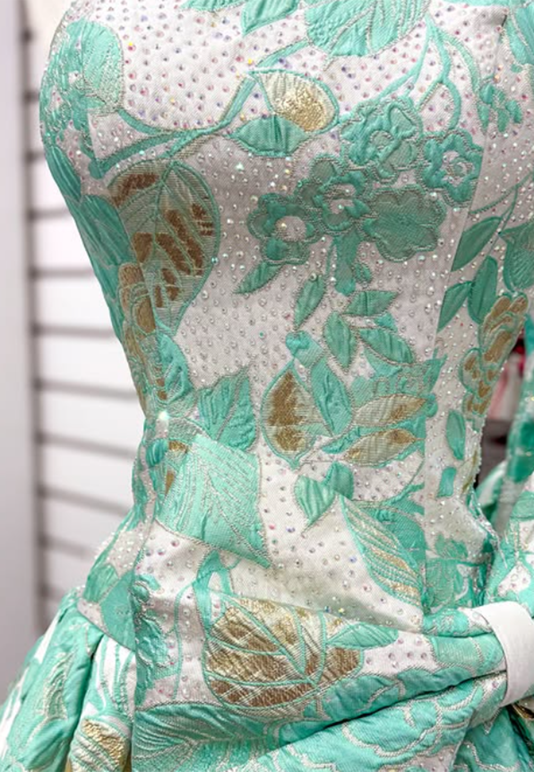 Strapless Jacquard Mini Dress with Side Bow