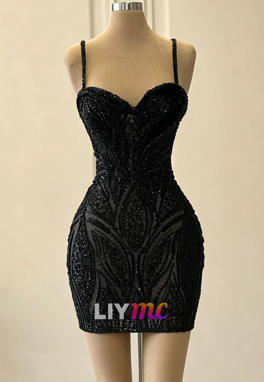 Beaded Sweetheart Bodycon Mini Dress