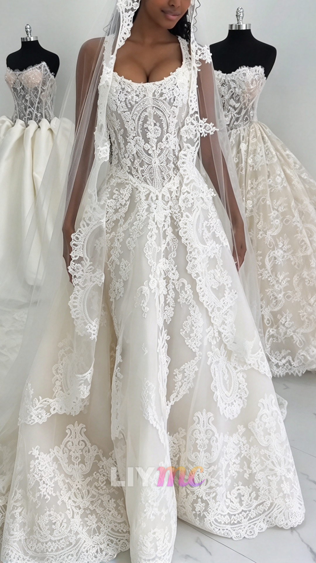 Lace Applique Corset A-Line Wedding Dress