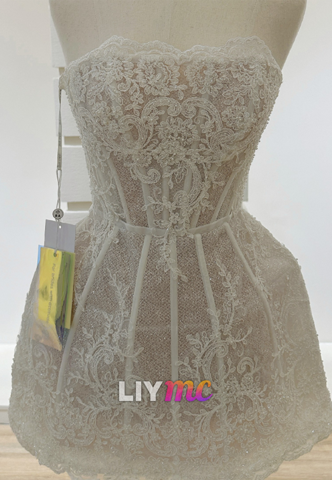 Strapless Lace Corset Mini Wedding Dress