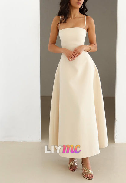 Spaghetti Strap A-Line Dress with Tie Back