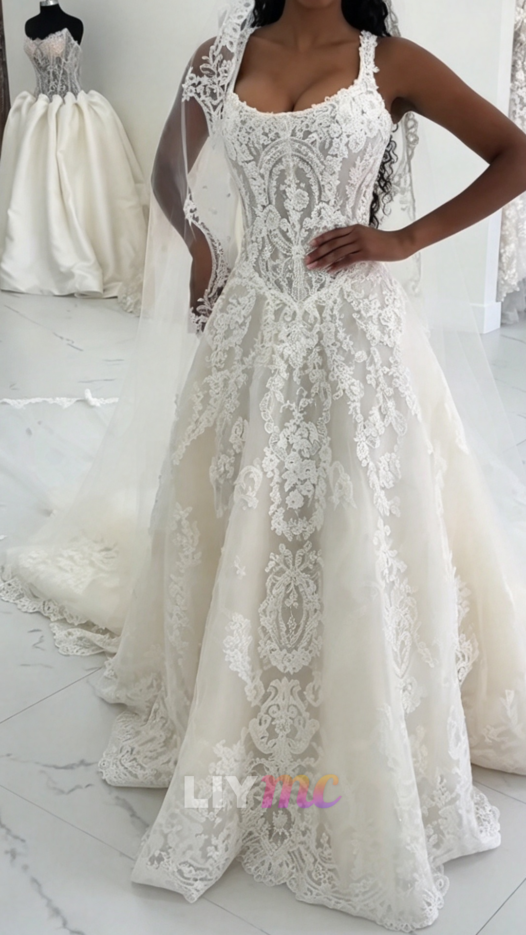 Lace Applique Corset A-Line Wedding Dress