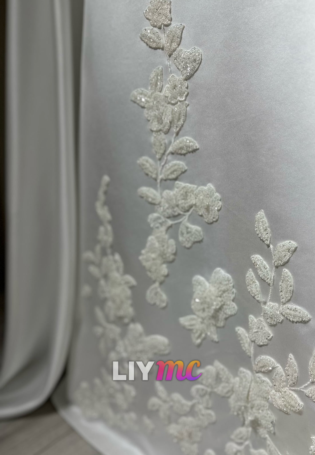 High Neck Satin Wedding Dress with Cape