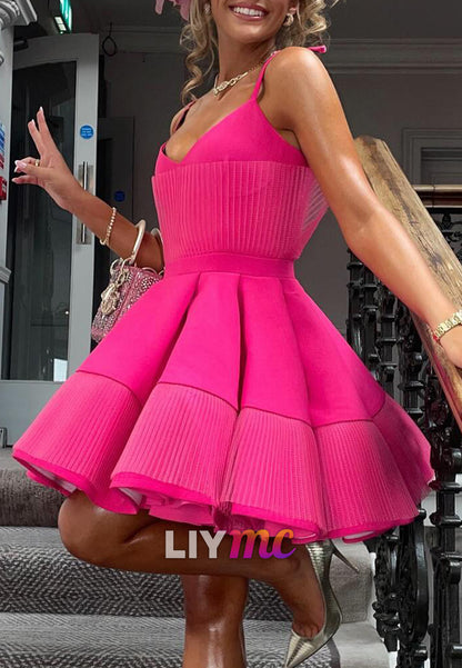 Pleated Fit and Flare Mini Dress