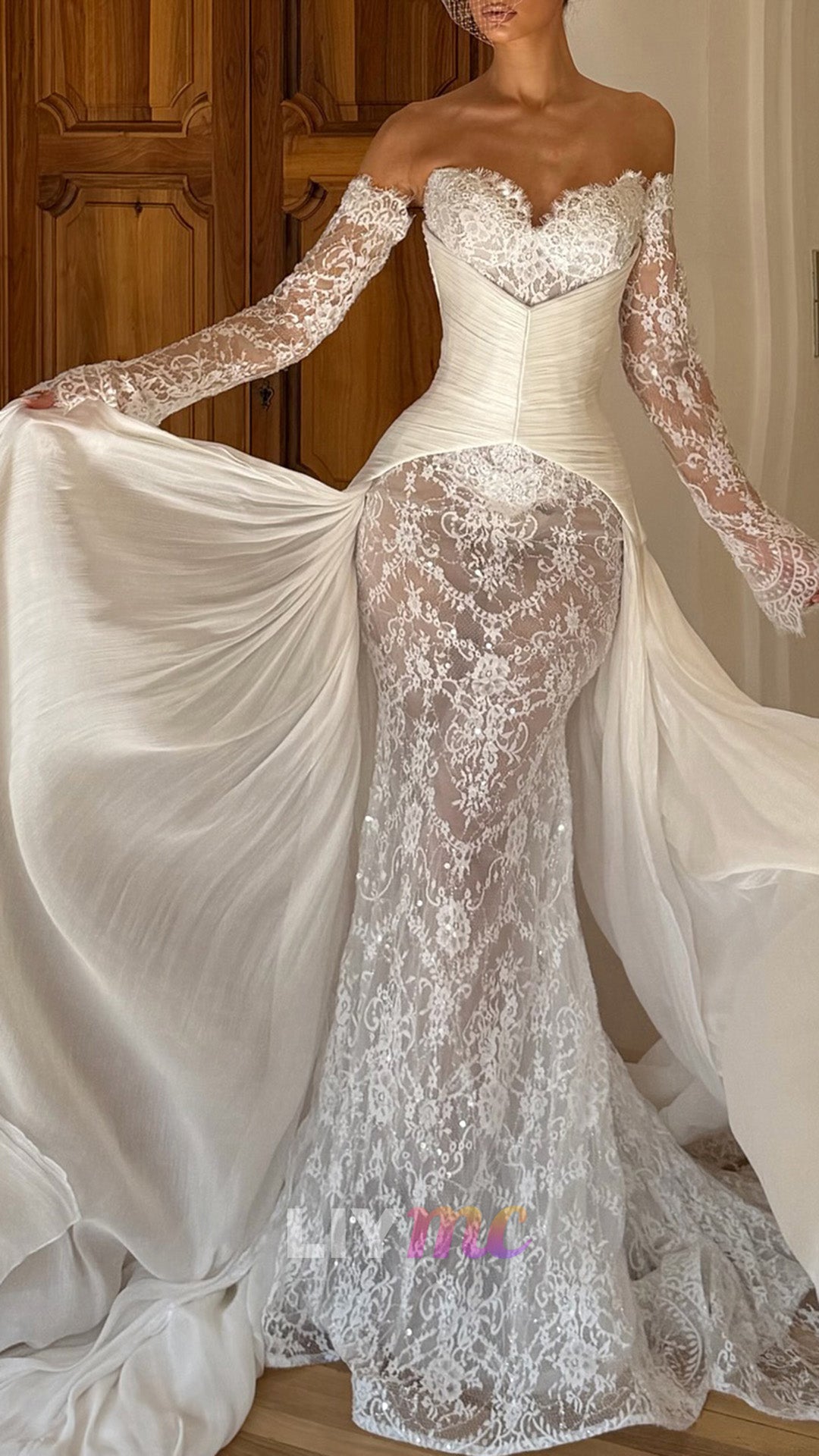 Lace Off-the-Shoulder Mermaid Wedding Dress