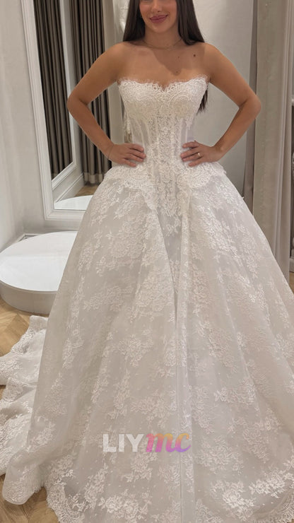 Strapless Lace Ball Gown Wedding Dress with Corset