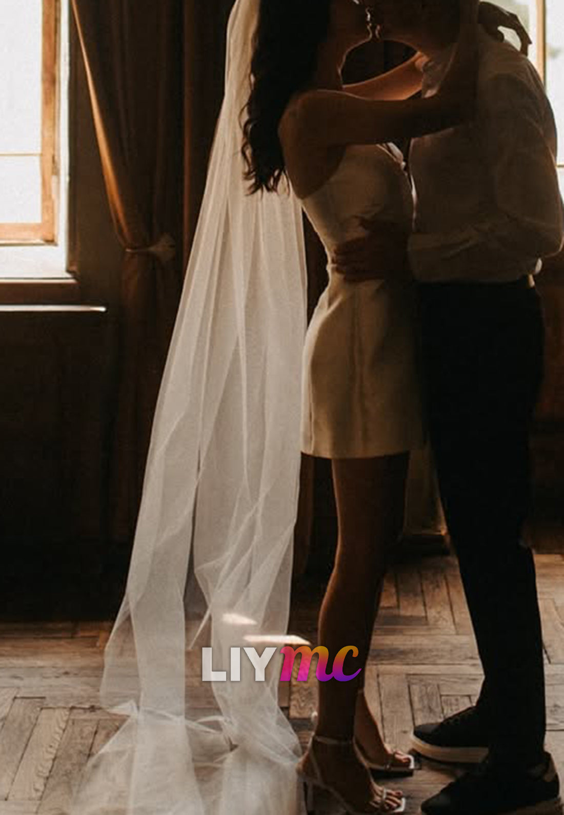 Strapless Sweetheart Mini Wedding Dress with Bow Accent