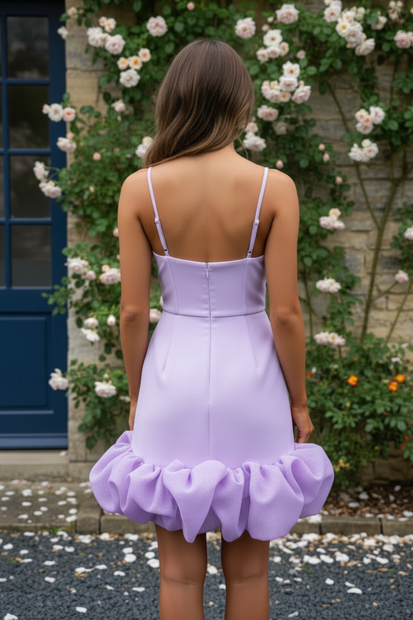 Sweetheart Ruffle Hem Mini Dress with Corset Bodice