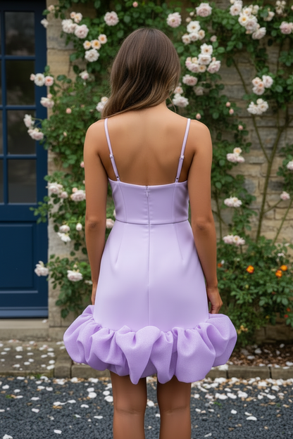 Sweetheart Ruffle Hem Mini Dress with Corset Bodice
