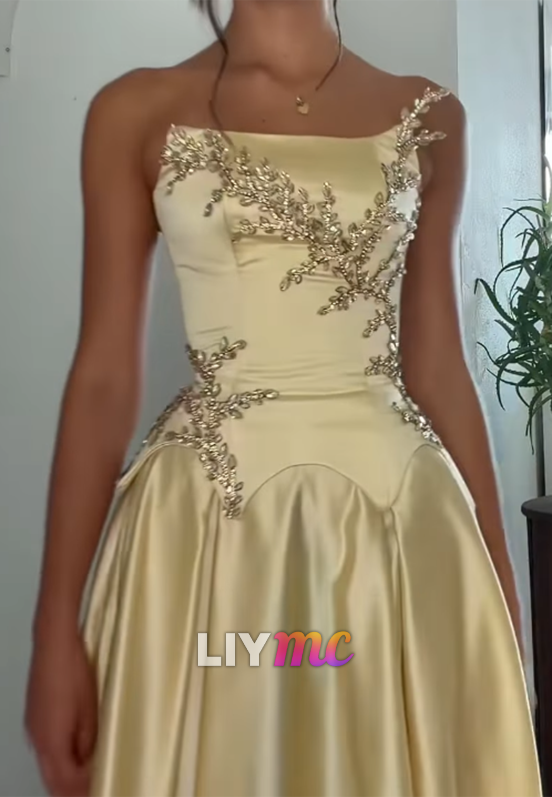 Corset Evening Gown with Beaded Basques Waist