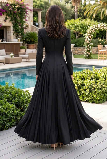 Long Sleeve Blazer-Style Ball Gown