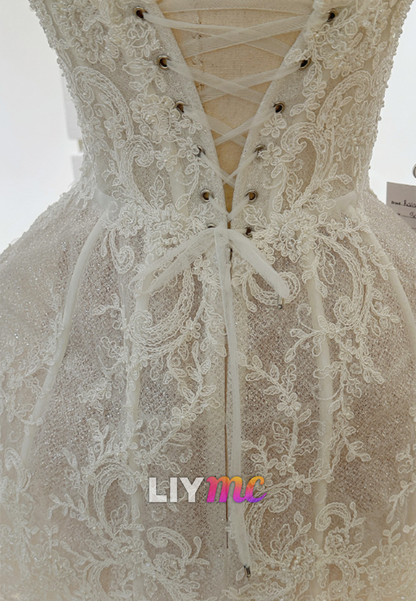 Strapless Lace Corset Mini Wedding Dress